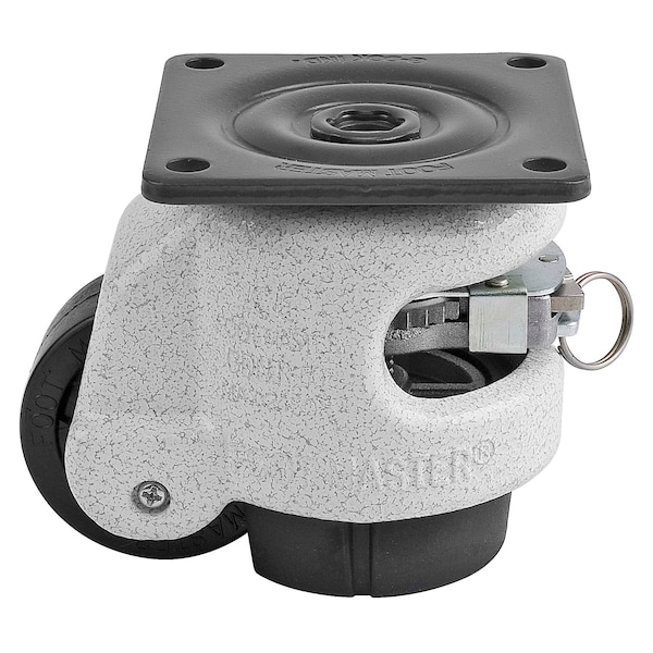Foot Master Leveling Caster, Ratchet, 50 mm Nylon Wheel, 73x73 mm Plate, Swivel, 250 kg Cap, NBR Foot Pad, Ivory GDR-60-F-NYN - main